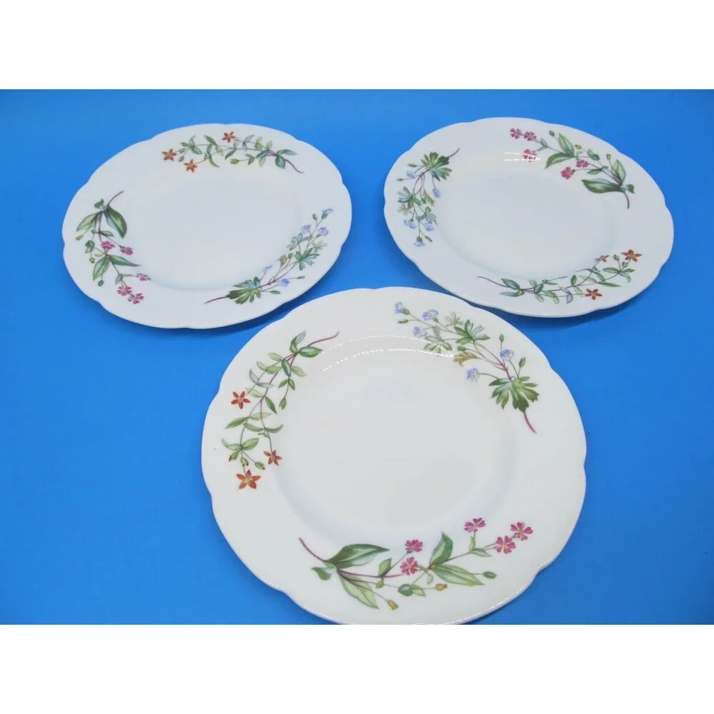 Minton Meadow Scalloped Set Of 3  Floral 6 3/8
